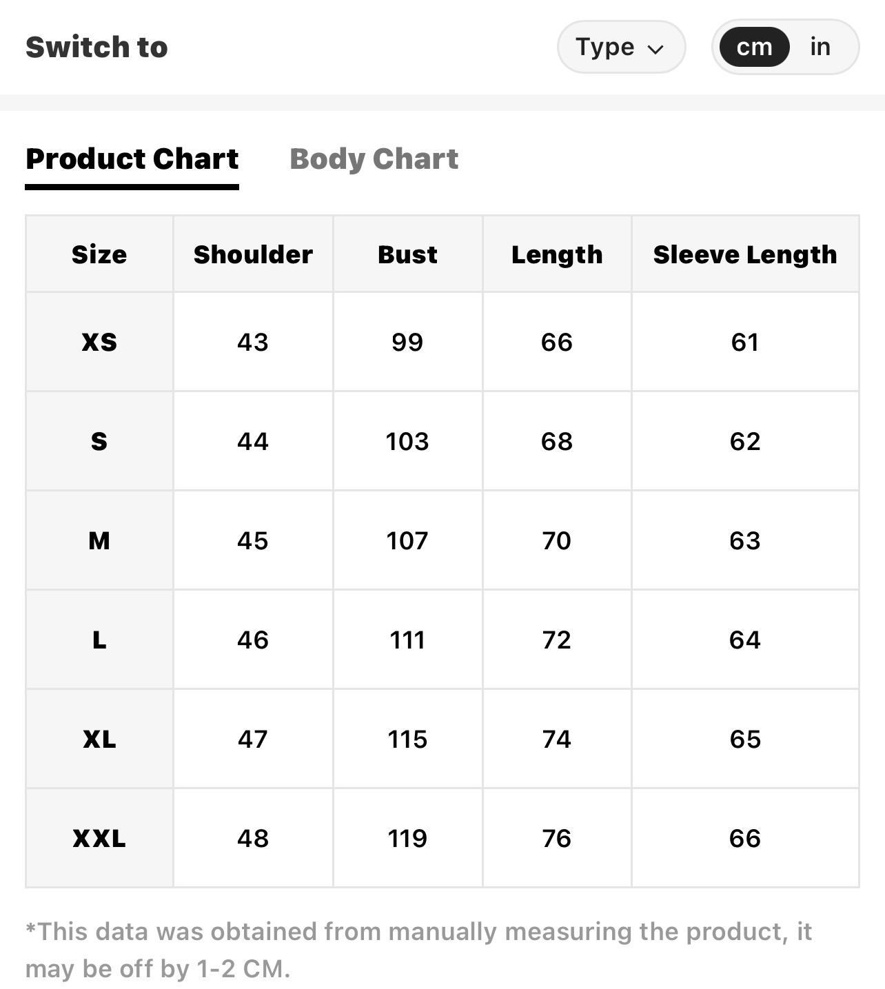 Size Chart